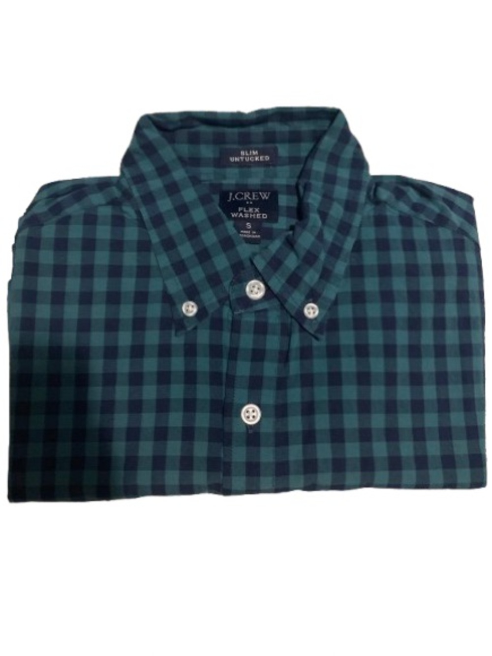 J. Crew Green & Navy Check Button-Down Shirt
